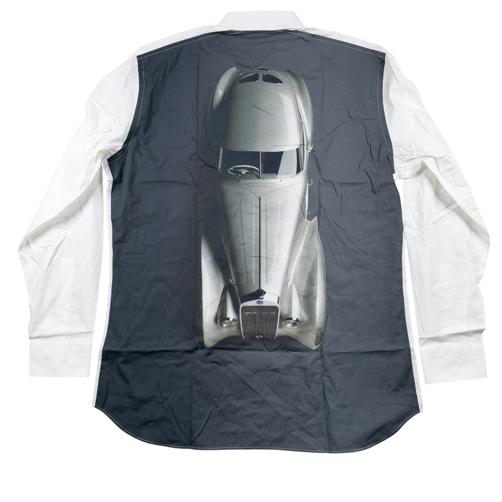 R by Robert Graham Button Down Shirt Mens L White Delage Car Graphic RBRF171031
